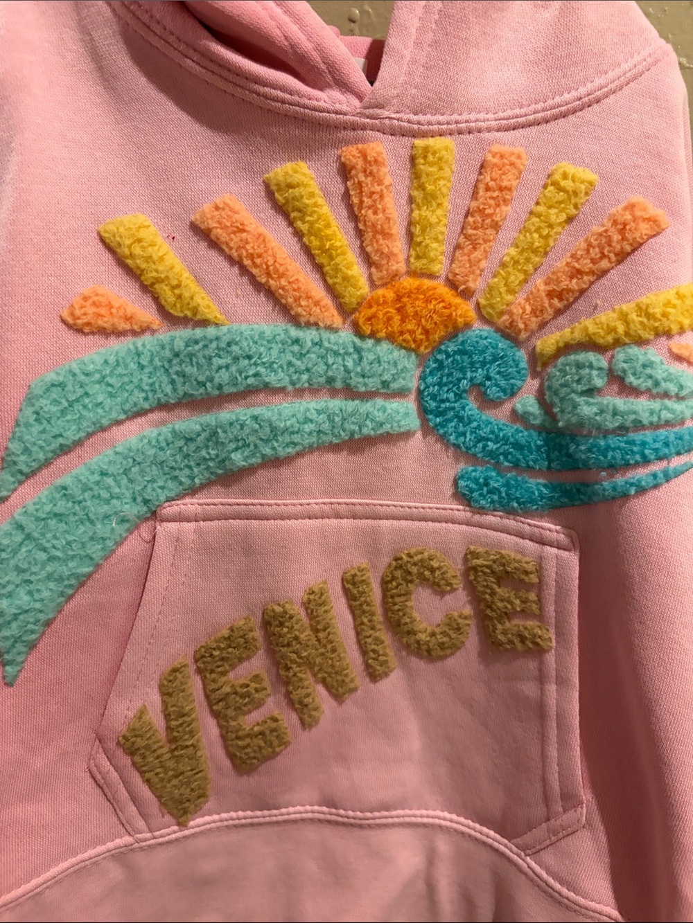 Kids Pink Venice Sun & Wave Hoodie